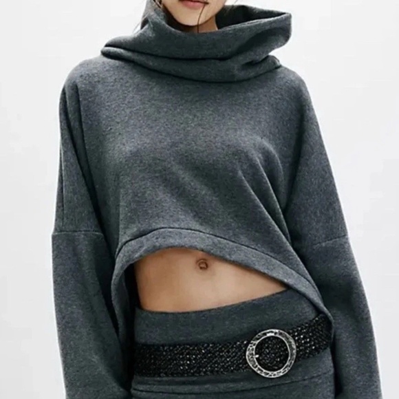 Free People Free-Est Milley Reversible Set Top/Skirt Charcoal Gray Size S NWOT - Picture 4 of 4